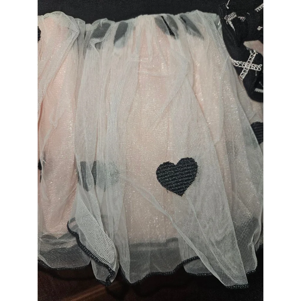 OOh La La Couture Black/Blush Hearts Mock Wrap Dress Girl's 4T New